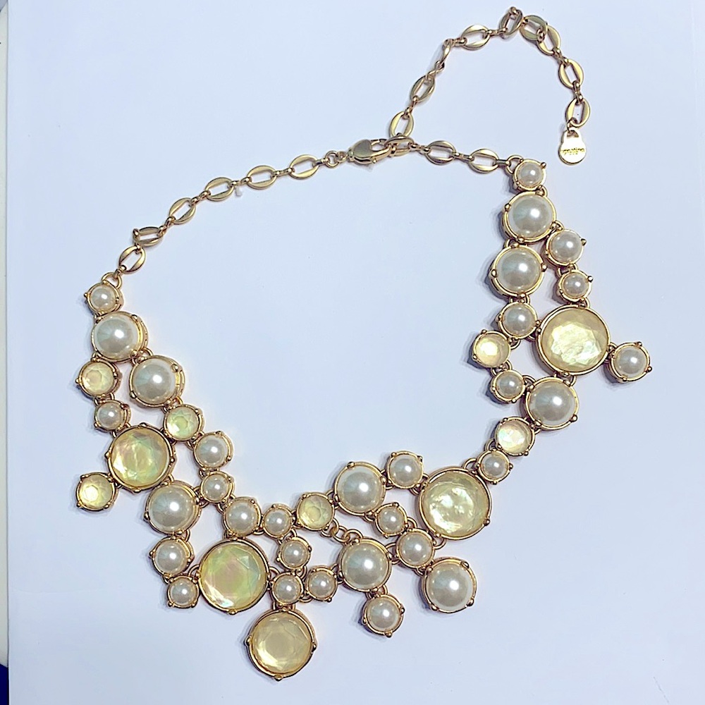 Spartina gold, Pearl, opalescent necklace.